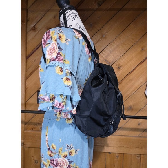 Prada Vela Black Nylon Backpack Leather Trim Triangle Logo Made in Italy - Picture 2 of 8